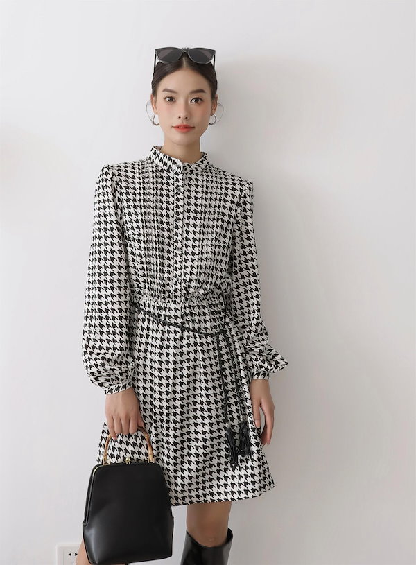 ARCHIVIO 25年新作秋モデル チェック柄ワンピース 36(S) Qoo10] 2025早秋新作0815 チェック柄ワン