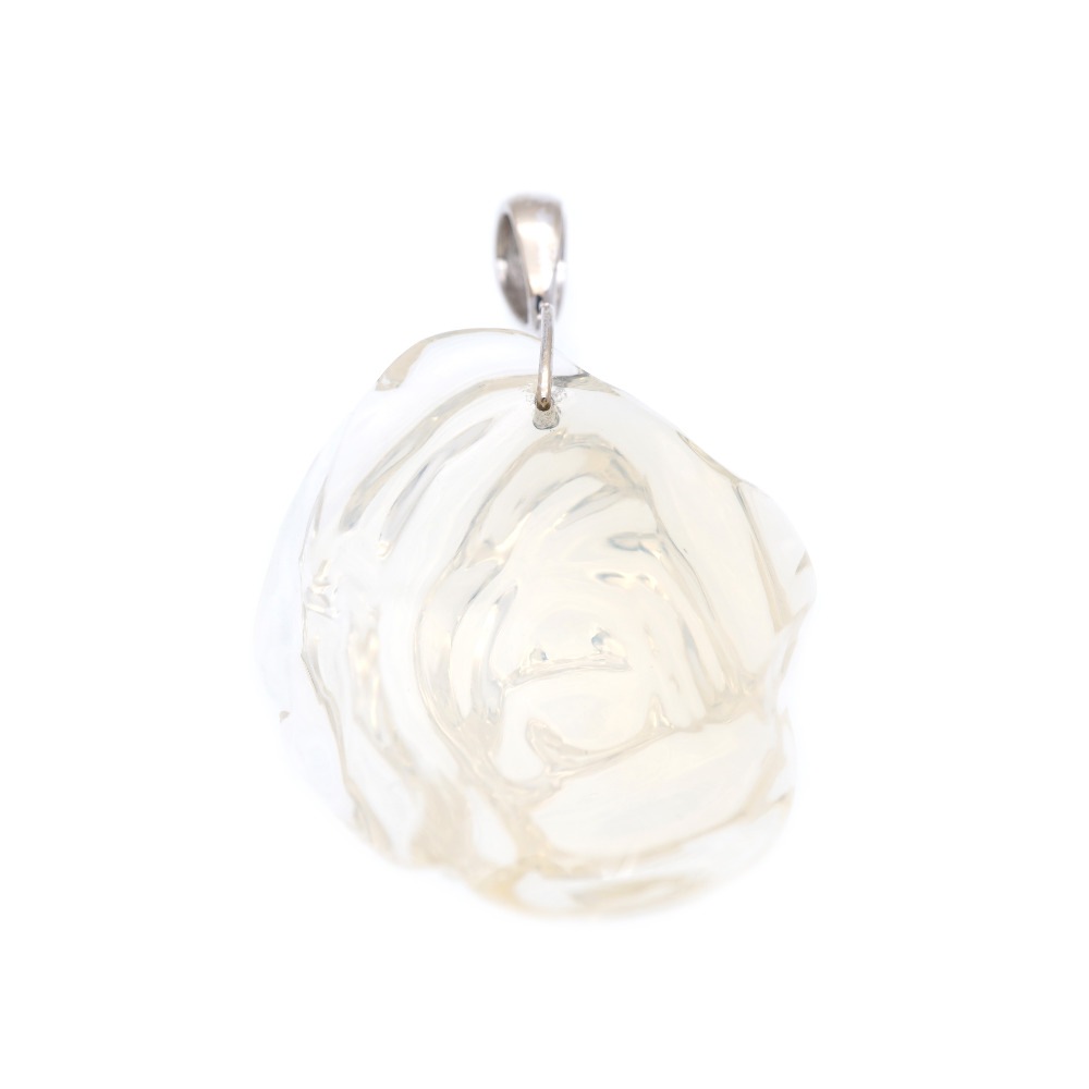 美品 天然オパール109.08ct / ダイヤ0.04ct / K18WG ペンダントトップ K18ホワイトゴールド/オパール/ダイヤモンド アイボリー 0060【中古】 レディース 美品 天然オパール109.08ct / ダイヤ0.04ct / K18WG ペンダントトップ K18ホワイトゴールド/オパール/ダイヤモンド アイボリー 0060【中古】 レディース