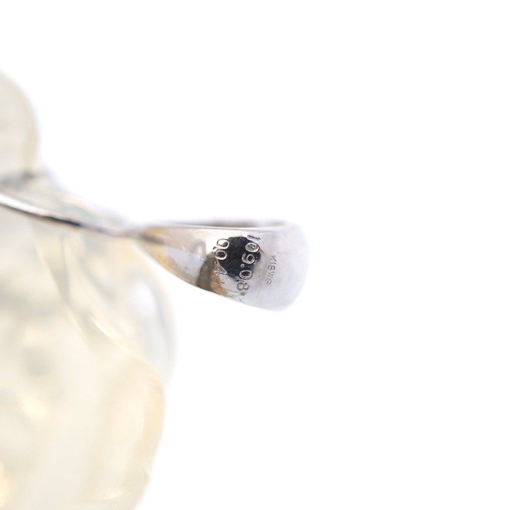 美品 天然オパール109.08ct / ダイヤ0.04ct / K18WG ペンダントトップ K18ホワイトゴールド/オパール/ダイヤモンド アイボリー 0060【中古】 レディース 美品 天然オパール109.08ct / ダイヤ0.04ct / K18WG ペンダントトップ K18ホワイトゴールド/オパール/ダイヤモンド アイボリー 0060【中古】 レディース