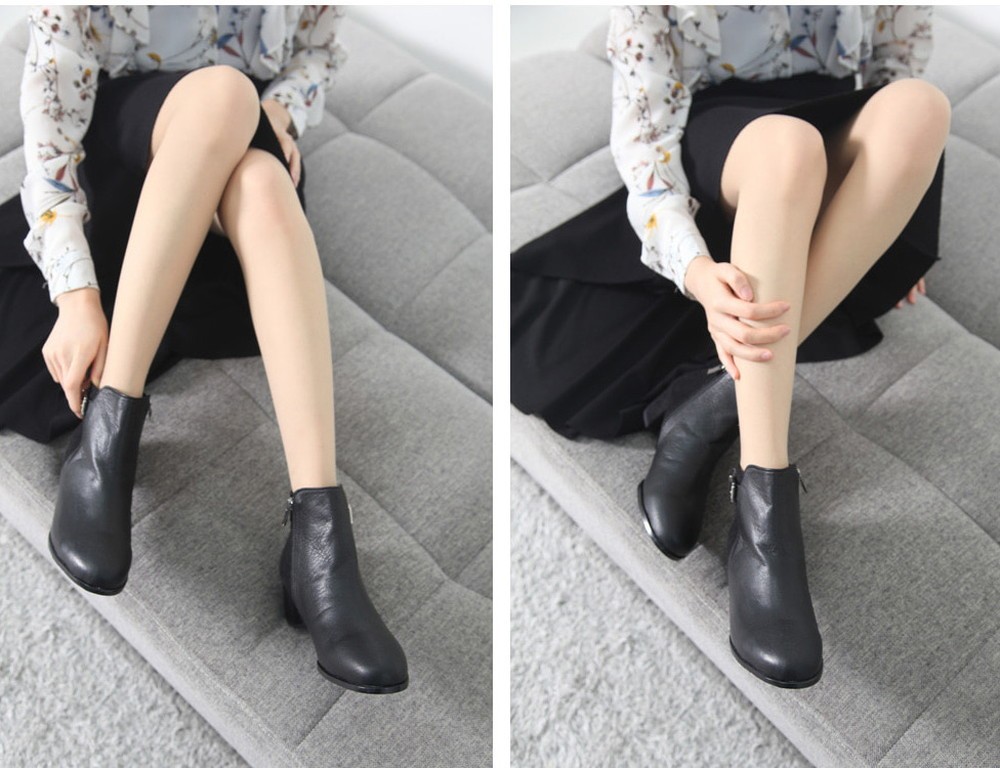 本革 ... : シューズ ショートブーツ チャンキーヒール 低価通販