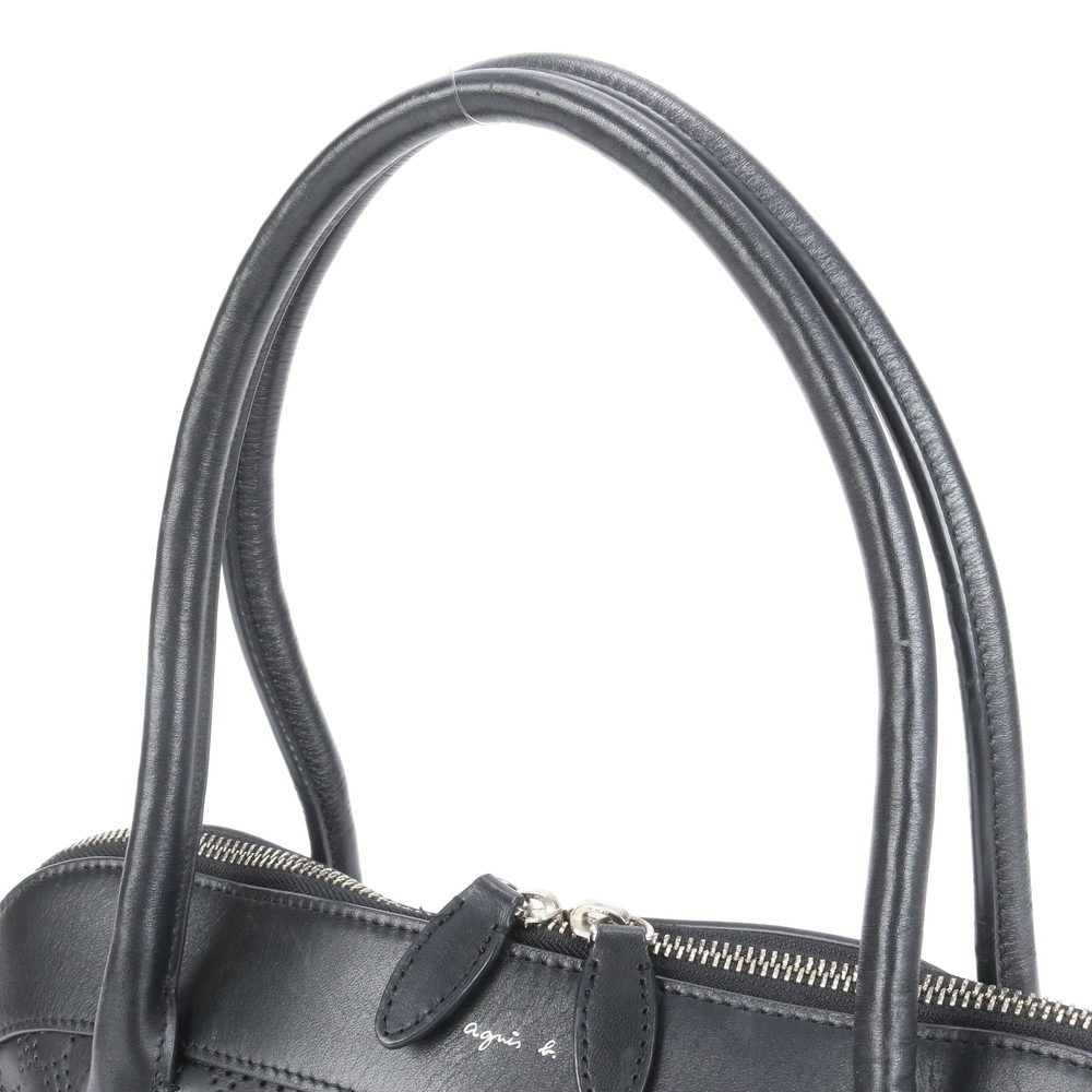 美品 パンチング レザー トート バッグ 肩掛け ショルダー ハンド 本革 ブラック 黒 ブランド レディース RRM CM4-4 中古 美品 パンチング レザー トート バッグ 肩掛け ショルダー ハンド 本革 ブラック 黒 ブランド レディース RRM CM4-4 中古