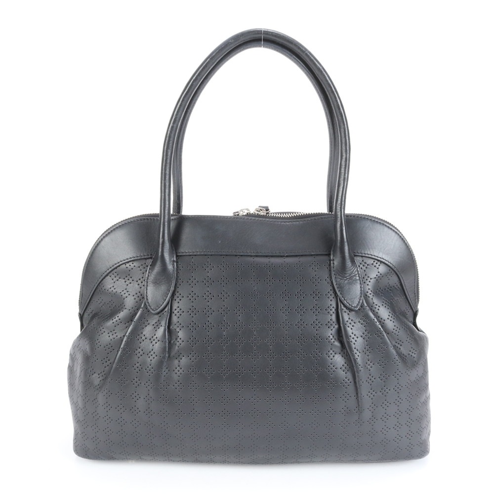 美品 パンチング レザー トート バッグ 肩掛け ショルダー ハンド 本革 ブラック 黒 ブランド レディース RRM CM4-4 中古 美品 パンチング レザー トート バッグ 肩掛け ショルダー ハンド 本革 ブラック 黒 ブランド レディース RRM CM4-4 中古