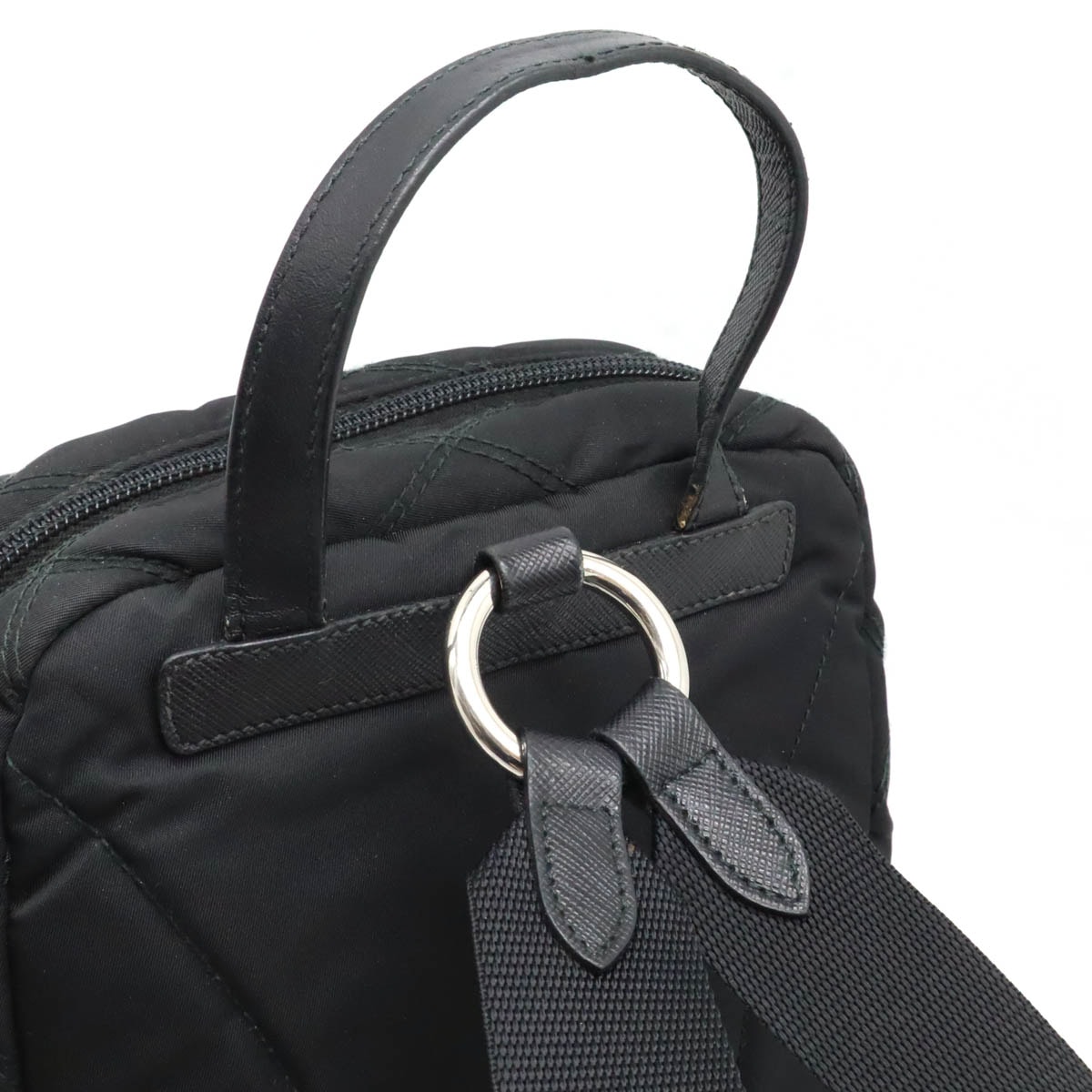 キルティング バックパック リュックサック ミニリュック ナイロン レザー NERO ブラック 黒 シルバー金具 1B01 キルティング バックパック リュックサック ミニリュック ナイロン レザー NERO ブラック 黒 シルバー金具 1B01