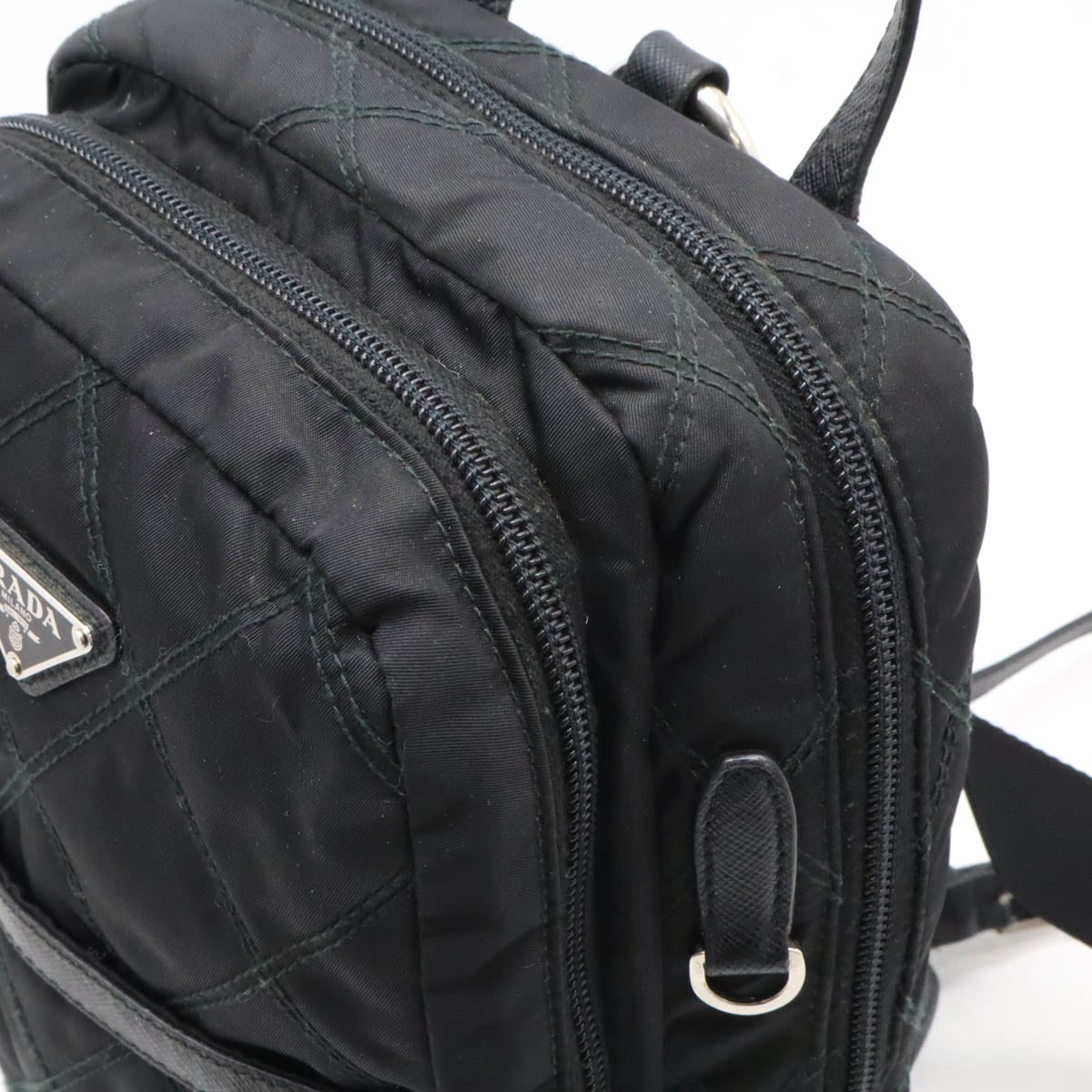 キルティング バックパック リュックサック ミニリュック ナイロン レザー NERO ブラック 黒 シルバー金具 1B01 キルティング バックパック リュックサック ミニリュック ナイロン レザー NERO ブラック 黒 シルバー金具 1B01