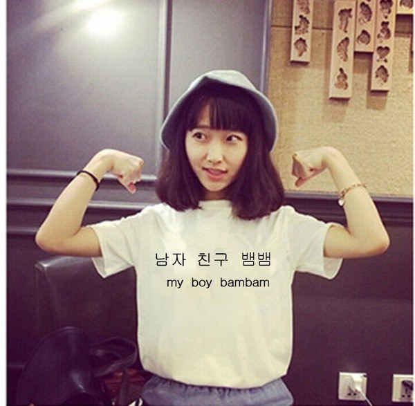 Kpop GOT7バンバムTシャツコットンレディースTシャツ半袖服 Kpop GOT7バンバムTシャツコットンレディースTシャツ半袖服