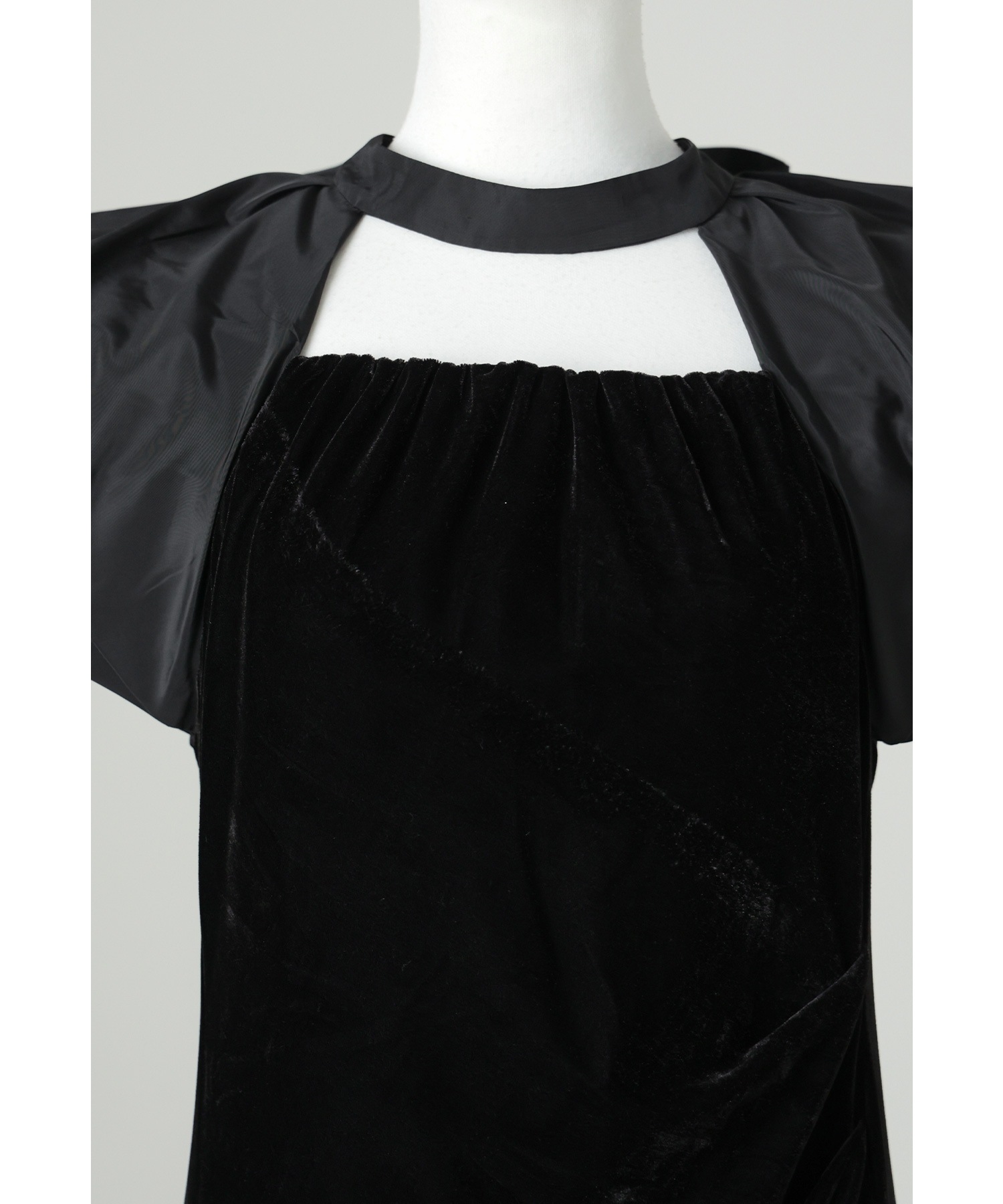 ドレープベロアドレス パーティードレス 結婚式 バルーンスリーブ ドット Iライン タイト お呼ばれ パーティー 二次会 披露宴 謝恩会 成人式 同窓会 卒業式 デート ディナー フォーマル