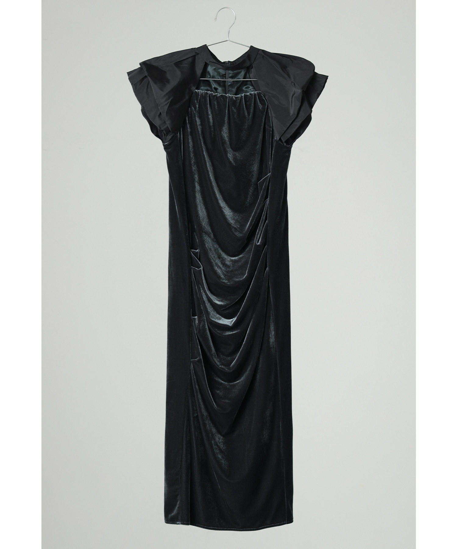 ドレープベロアドレス パーティードレス 結婚式 バルーンスリーブ ドット Iライン タイト お呼ばれ パーティー 二次会 披露宴 謝恩会 成人式 同窓会 卒業式 デート ディナー フォーマル