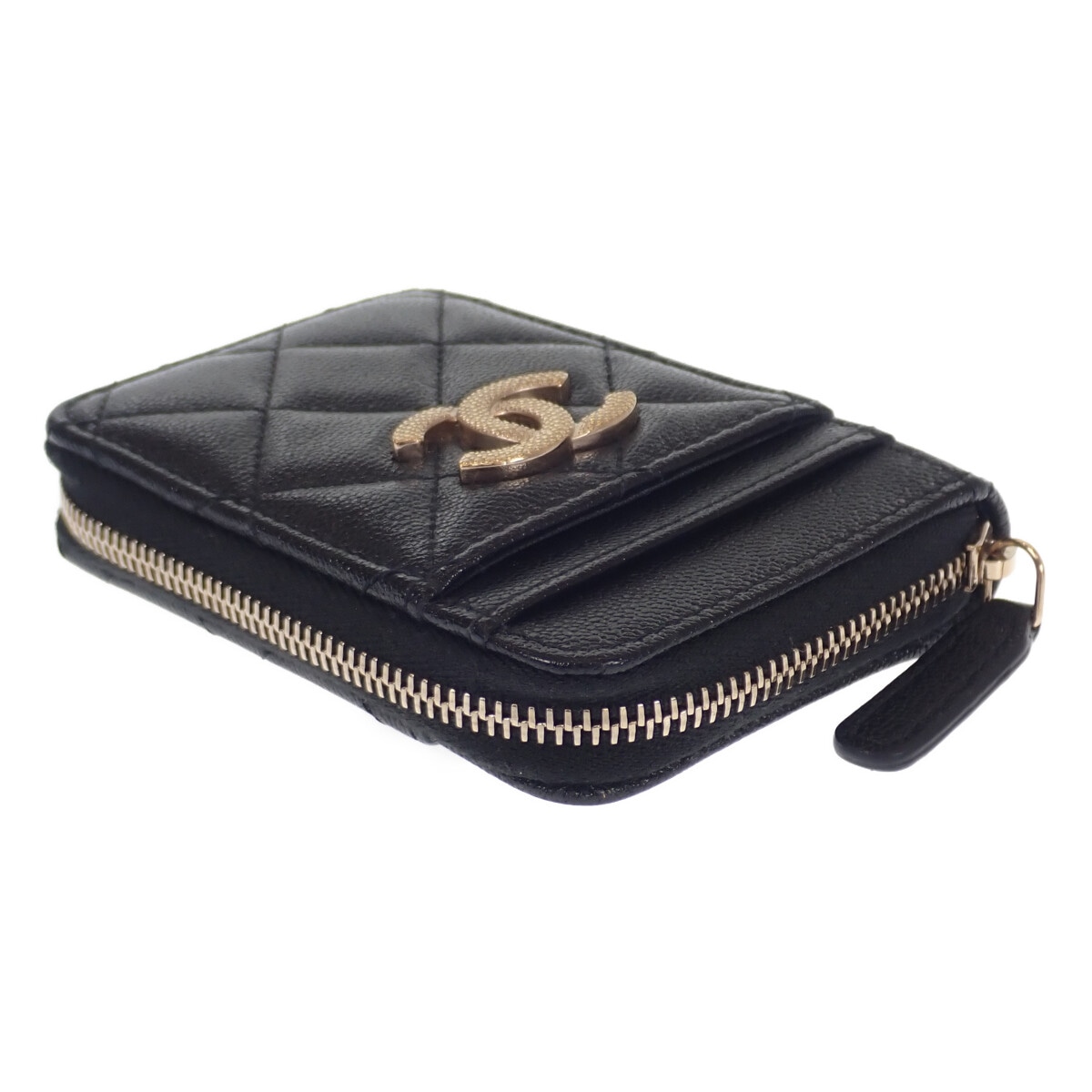 【ABランク】 ジップカードコインケース 小銭入れ カードケース AP2966 シャイニーグレインドカーフスキン ブラック 【ABランク】 ジップカードコインケース 小銭入れ カードケース AP2966 シャイニーグレインドカーフスキン ブラック