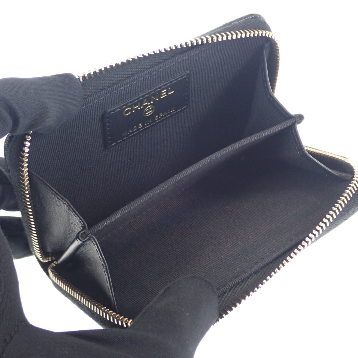 【ABランク】 ジップカードコインケース 小銭入れ カードケース AP2966 シャイニーグレインドカーフスキン ブラック 【ABランク】 ジップカードコインケース 小銭入れ カードケース AP2966 シャイニーグレインドカーフスキン ブラック