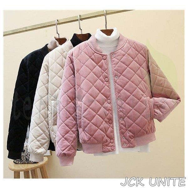 万能流行感 ジャケット ブルゾン コート ボア キルティング ジップアップ ノーカラー 中綿 リバーシブル 長袖 無地 アウター レディース