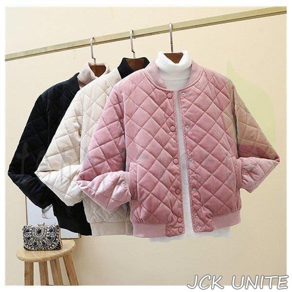 万能流行感 ジャケット ブルゾン コート ボア キルティング ジップアップ ノーカラー 中綿 リバーシブル 長袖 無地 アウター レディース