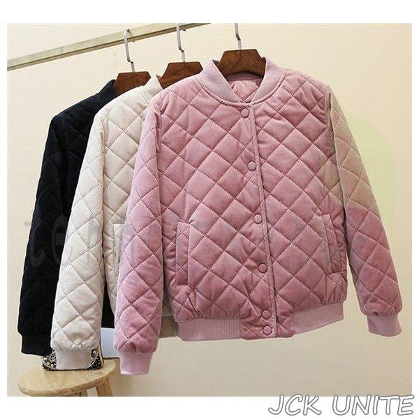 万能流行感 ジャケット ブルゾン コート ボア キルティング ジップアップ ノーカラー 中綿 リバーシブル 長袖 無地 アウター レディース