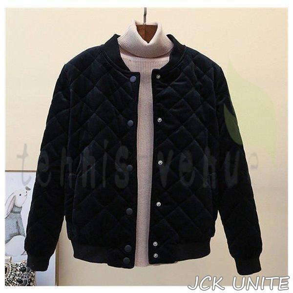 万能流行感 ジャケット ブルゾン コート ボア キルティング ジップアップ ノーカラー 中綿 リバーシブル 長袖 無地 アウター レディース