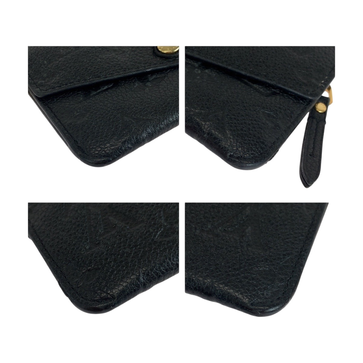 美品 モノグラム アンプラント ポシェット クレ ブラック 黒 ゴールド金具 レザー M60633 コインケース コンパクトウォレット レディース 504461