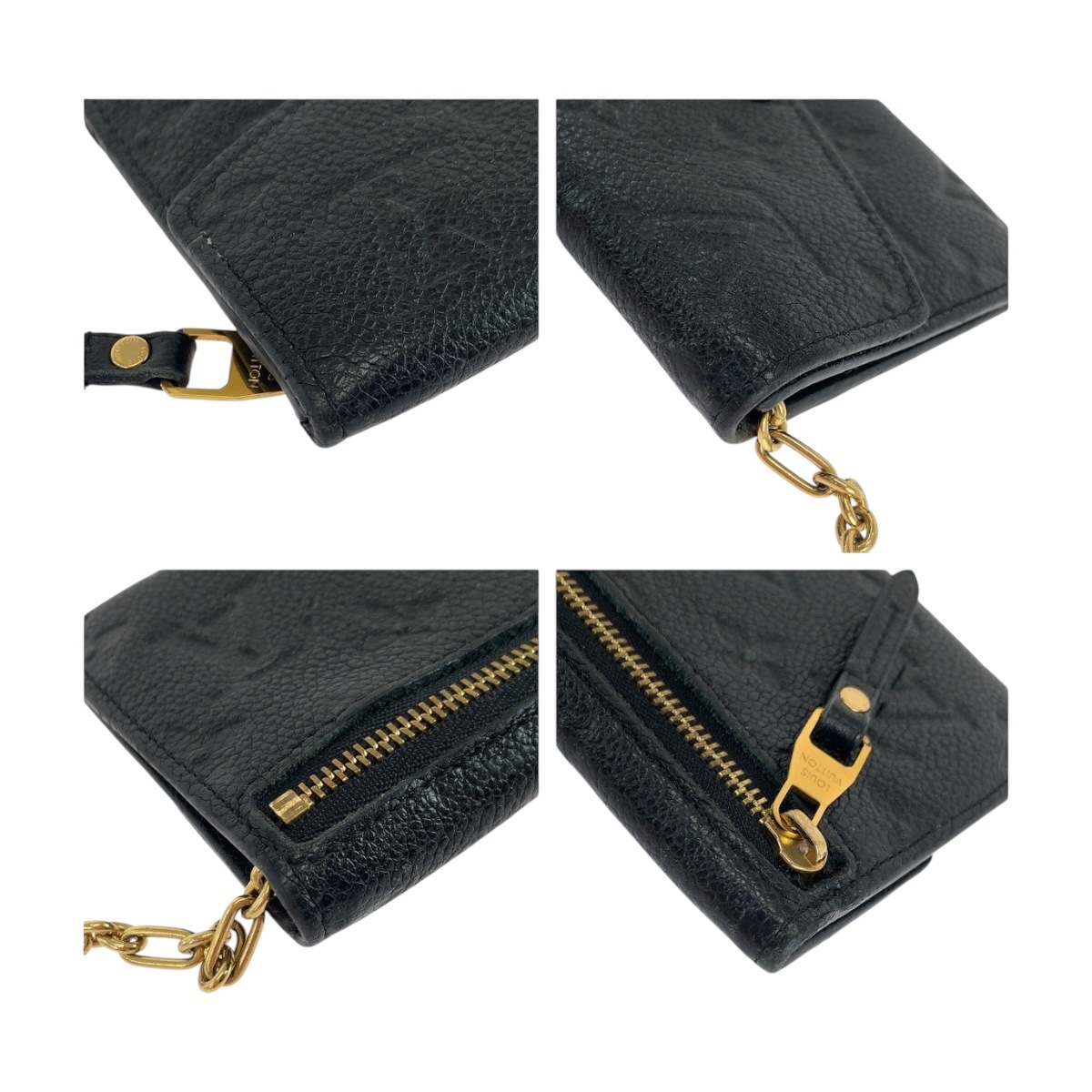 美品 モノグラム アンプラント ポシェット クレ ブラック 黒 ゴールド金具 レザー M60633 コインケース コンパクトウォレット レディース 504461