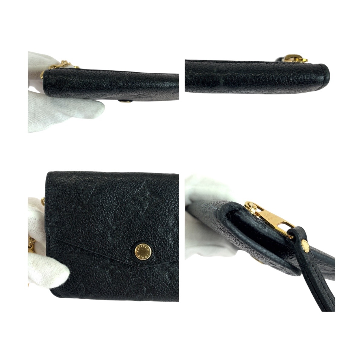 美品 モノグラム アンプラント ポシェット クレ ブラック 黒 ゴールド金具 レザー M60633 コインケース コンパクトウォレット レディース 504461