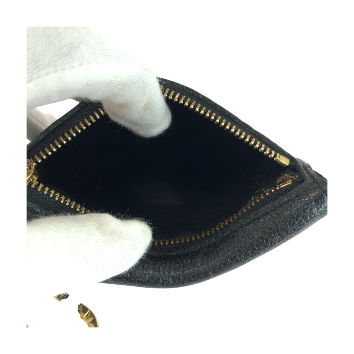 美品 モノグラム アンプラント ポシェット クレ ブラック 黒 ゴールド金具 レザー M60633 コインケース コンパクトウォレット レディース 504461