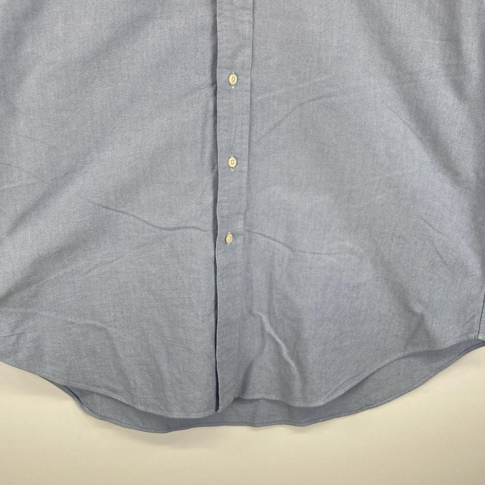 古着 90s/90年代 半袖シャツ ボタンダウン ワンポイントロゴ刺繍 ビックサイズ XL ブルー系 無地 メンズ