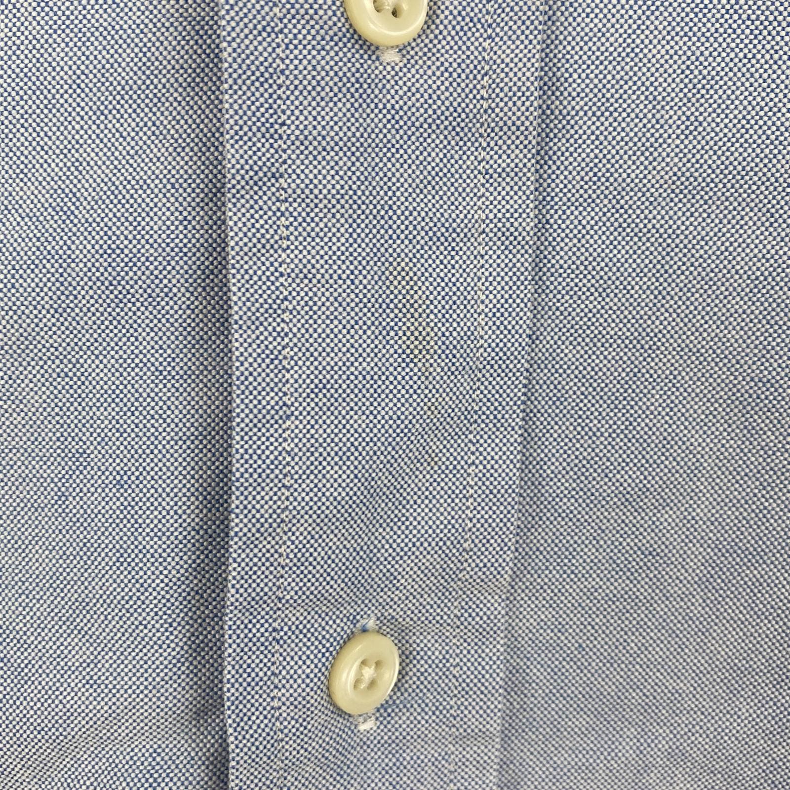 古着 90s/90年代 半袖シャツ ボタンダウン ワンポイントロゴ刺繍 ビックサイズ XL ブルー系 無地 メンズ