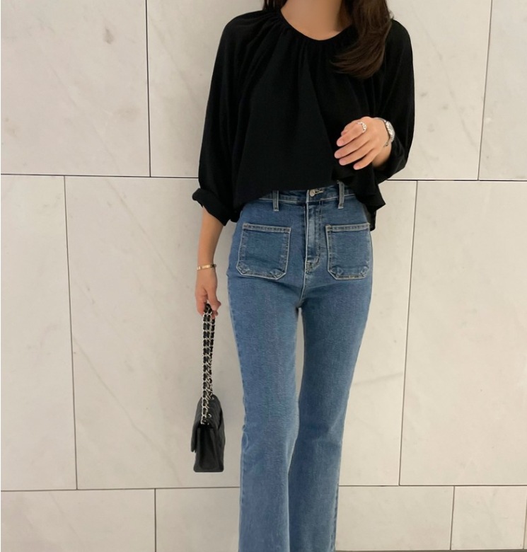 オールマッチ シフォン生地 トップス Tシャツ シャツ カットソー プルオーバー ビッグT ロング丈 袖あり 長袖 ドルマンスリーブ Uネック ラウンドネック フレア オールマッチ シフォン生地 トップス Tシャツ シャツ カットソー