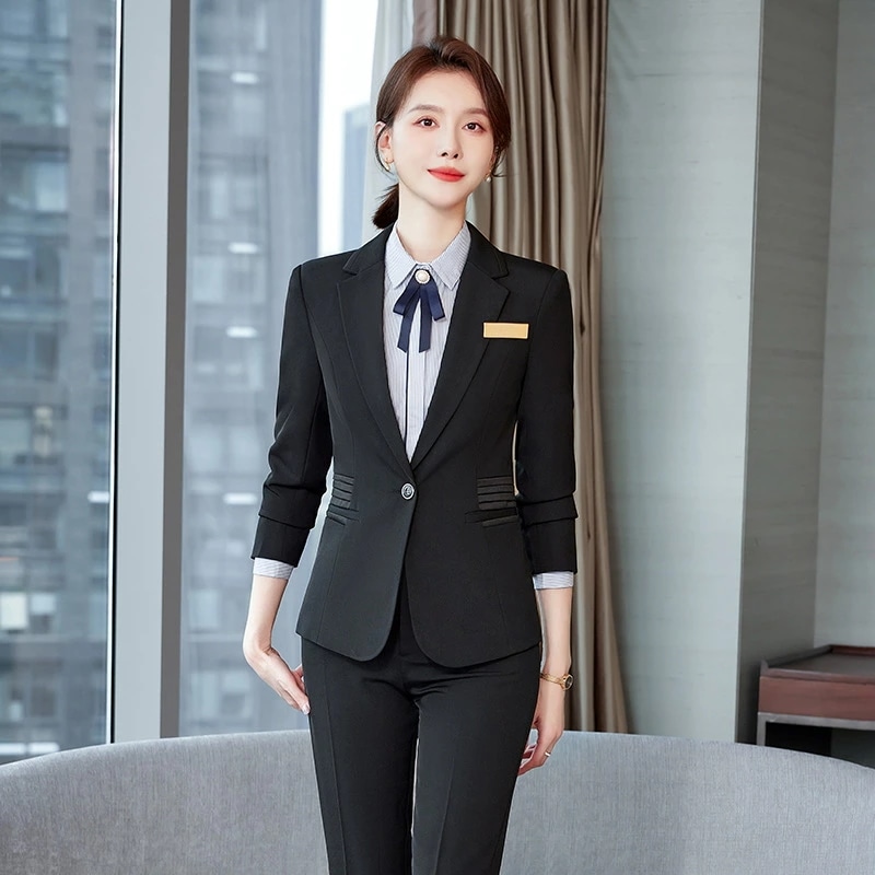 西装 セットアップ レディース 春秋 職業用 ユニフォーム 飲食店 営業 仕事服