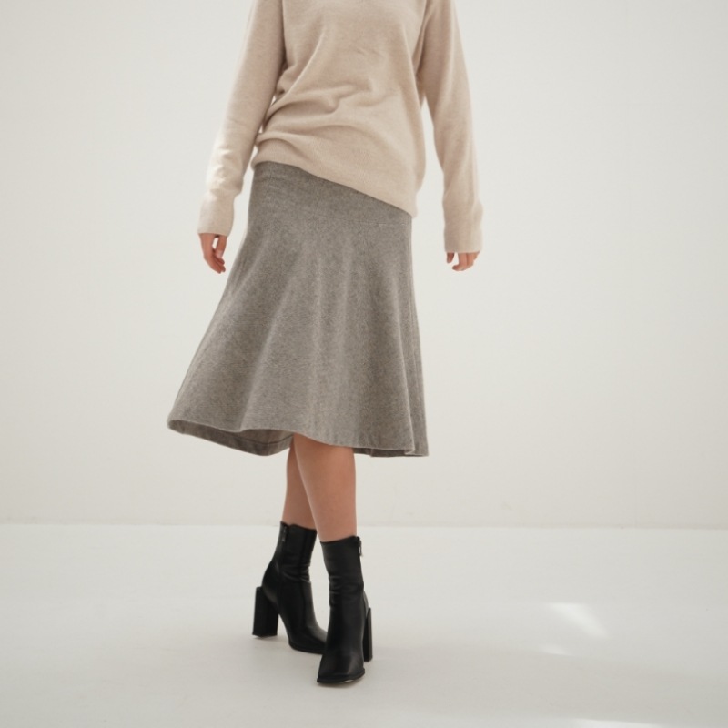 ACUD ヘリンボーンフレアスカート_グレー ACUD ヘリンボーンフレアスカート_グレー