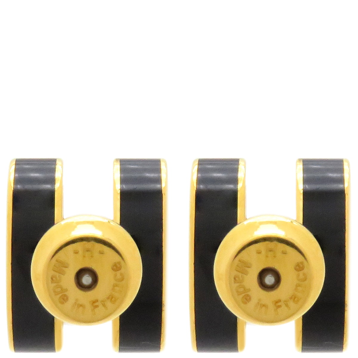 エルメス HERMES ピアス ポップアッシュ Hピアス GP エナメル ブラックイエローゴールド H型 【中古】 エルメス HERMES ピアス ポップアッシュ Hピアス GP エナメル ブラックイエローゴールド H型 【中古】