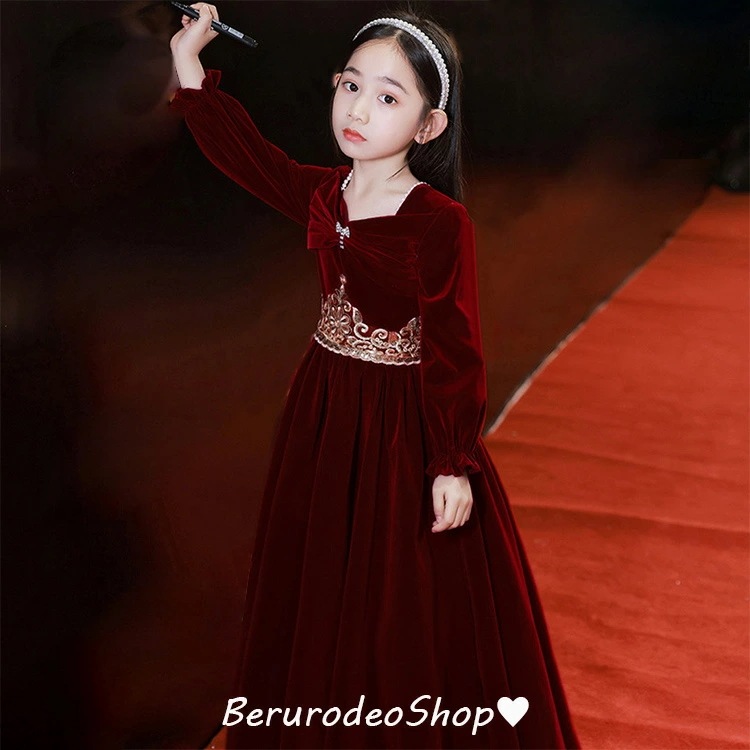 子供ドレス ピアノ発表会 ワイン赤 ベロア ベルベット ロングドレス 女児ドレス パフスリーブ 長袖 女の子 ドレス リボン 演奏会ドレス キッズドレス 子供服 ワンピース フォーマル 入学式 卒業式 子供ドレス ピアノ発表会 ワイン赤 ベロア ベルベット ロングドレス 女児ドレス パフスリーブ 長袖 女の子 ドレス リボン 演奏会ドレス キッズドレス 子供服 ワンピース フォーマル 入学式 卒業式