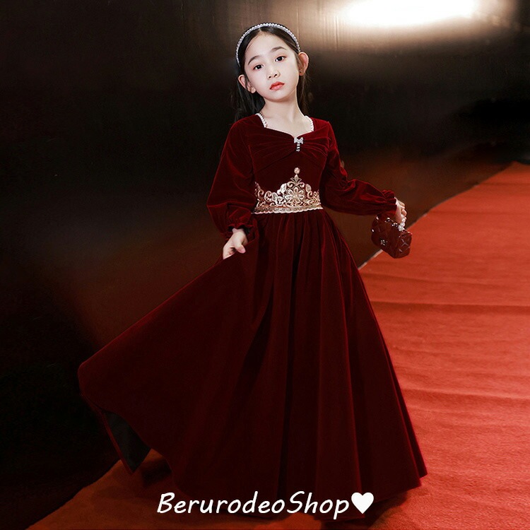 子供ドレス ピアノ発表会 ワイン赤 ベロア ベルベット ロングドレス 女児ドレス パフスリーブ 長袖 女の子 ドレス リボン 演奏会ドレス キッズドレス 子供服 ワンピース フォーマル 入学式 卒業式 子供ドレス ピアノ発表会 ワイン赤 ベロア ベルベット ロングドレス 女児ドレス パフスリーブ 長袖 女の子 ドレス リボン 演奏会ドレス キッズドレス 子供服 ワンピース フォーマル 入学式 卒業式