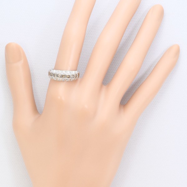 K18 18金 WG リング 15号 ブラウンダイヤ ダイヤ 計1.00 カード鑑別書 中古 K18 18金 WG リング 15号 ブラウンダイヤ ダイヤ 計1.00 カード鑑別書 中古