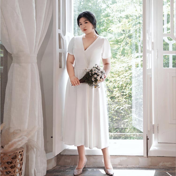 在庫セールウエディングドレス パーティードレス ワンピース 半袖 Aライン ミモレ パーティドレス 披露宴 結婚式 演奏会 半袖 ミモレ丈 大きいサイズ ドレス ウェディングドレス Vネック ファ 在庫セールウエディングドレス パーティードレス ワンピース 半袖 Aライン ミモレ パーティドレス 披露宴 結婚式 演奏会 半袖 ミモレ丈 大きいサイズ ドレス ウェディングドレス Vネック ファ