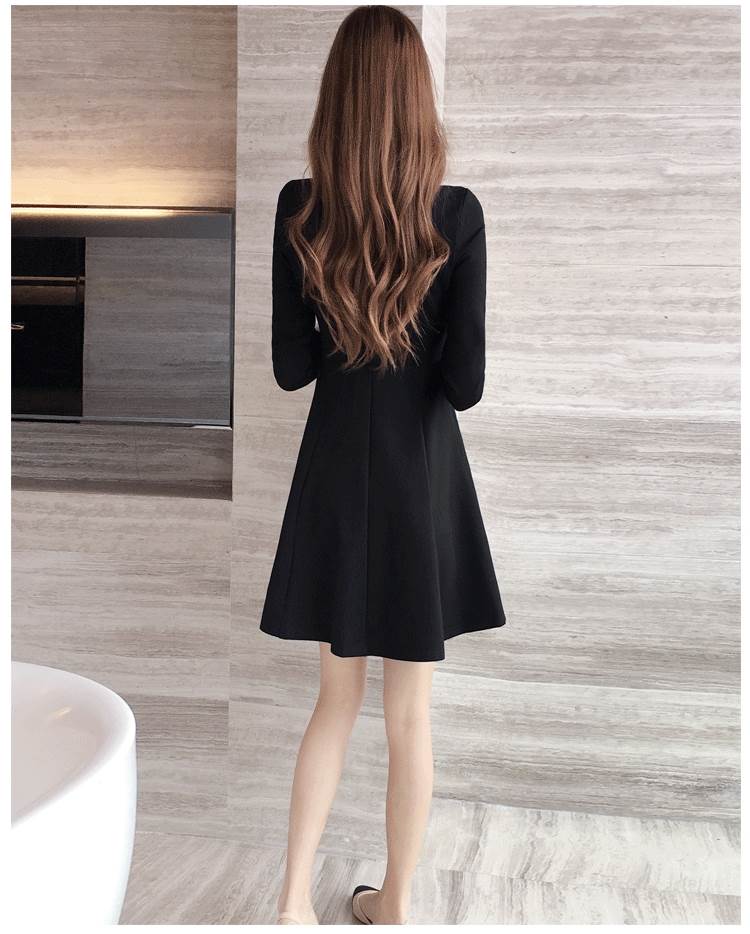 ワンピース ミニ丈 九分袖 襟付き セミフレア 切り替えデザイン ボタン かわいい 大人可愛い きれいめ シンプル 大人 上品 おしゃれ レトロ 大人女子 こなれ感 キュート ガーリー モー