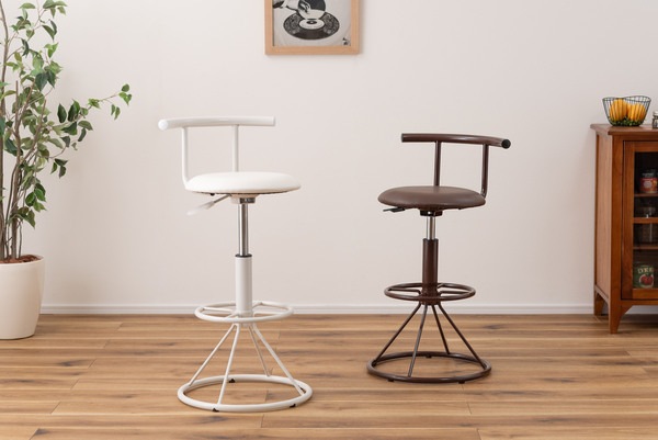 キリク キッチンハイチェア PC-105BR PC-105WH ブラウン 茶 ホワイト 白 2色 カウンターチェア ハイスツール 回転式 昇降機能付 足置き付 ソフトレザー 椅子 インテリア 家具 お キリク キッチンハイチェア PC-105BR PC-105WH ブラウン 茶 ホワイト 白 2色 カウンターチェア ハイスツール 回転式 昇降機能付 足置き付 ソフトレザー 椅子 インテリア 家具 お