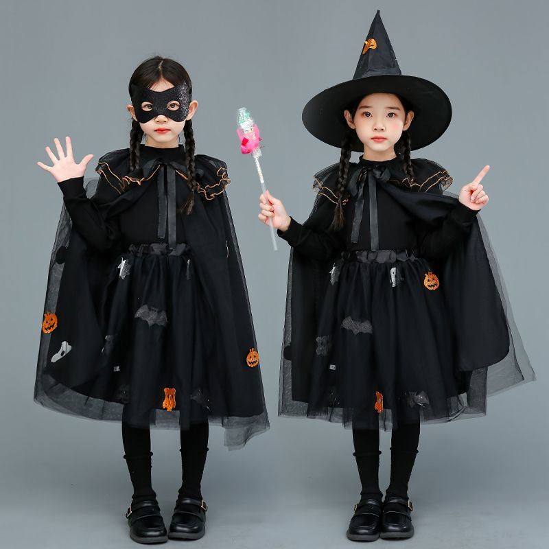 ハロウィーン子供服カボチャ服マントキャノピーキャンパスキラキラ漫画コスプレ魔女セット