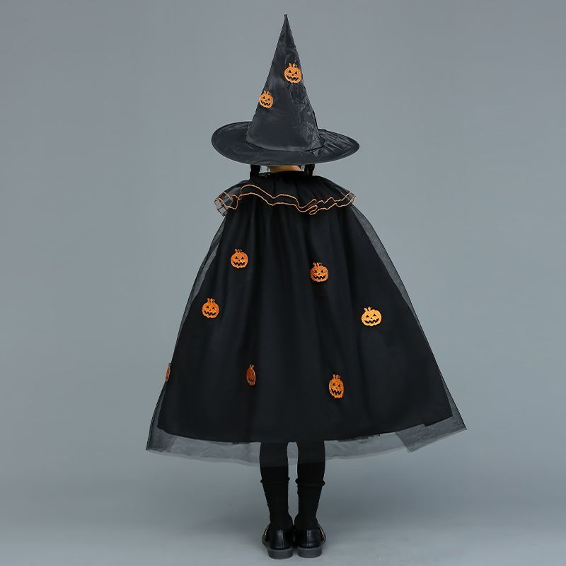 ハロウィーン子供服カボチャ服マントキャノピーキャンパスキラキラ漫画コスプレ魔女セット