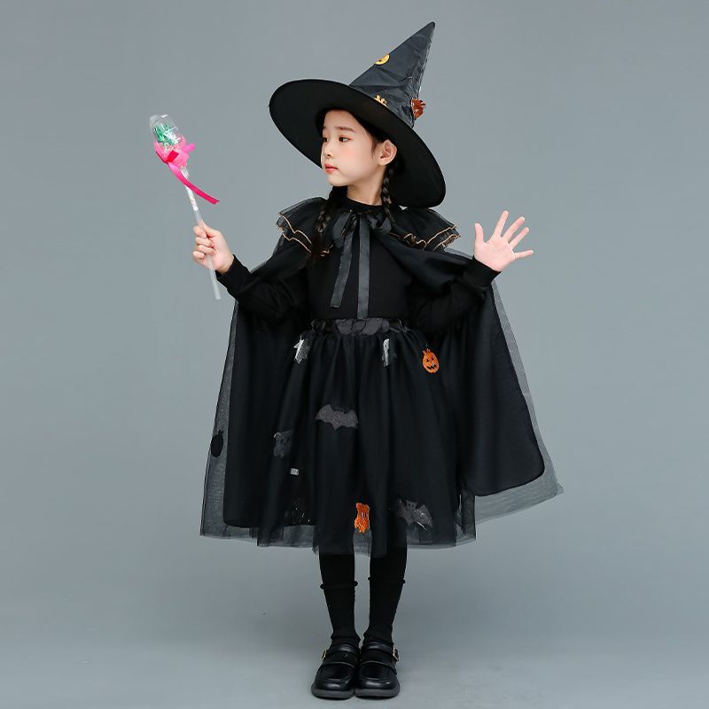 ハロウィーン子供服カボチャ服マントキャノピーキャンパスキラキラ漫画コスプレ魔女セット