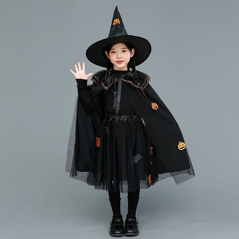 ハロウィーン子供服カボチャ服マントキャノピーキャンパスキラキラ漫画コスプレ魔女セット