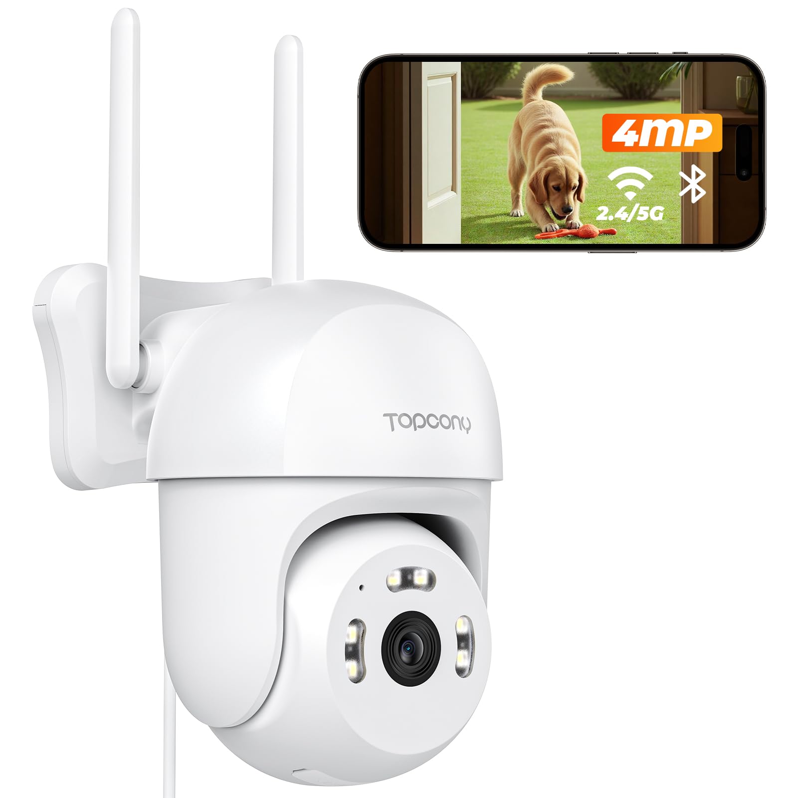 【2025最新 Bluetoothペアリング】防犯カメラ 屋外 ワイヤレス Topcony 2.4G/5GWiFi対応 400万高画素 自動追尾 PTZ首振り パン355チルト90 スマホ遠隔操作 【2025最新 Bluetoothペアリング】防犯カメラ 屋外 ワイヤレス Topcony 2.4G/5GWiFi対応 400万高画素 自動追尾 PTZ首振り パン355チルト90 スマホ遠隔操作