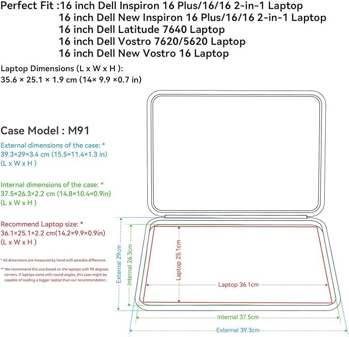 ハードEVA保護スリーブケース 16インチ Dell Inspiron 16/16 PlusDell New 7640( Black, For DELL 16インチ(M91)) ハードEVA保護スリーブケース 16インチ Dell Inspiron 16/16 PlusDell New 7640( Black, For DELL 16インチ(M91))