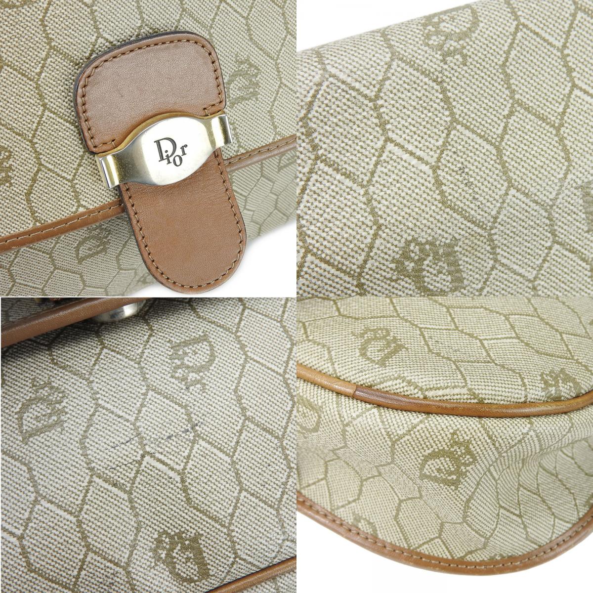 中古 ショルダーバッグ PVC レザー ベージュ ブラウン ハニカム柄 ポシェット 斜め掛け レディース 女性 中古 ショルダーバッグ PVC レザー ベージュ ブラウン ハニカム柄 ポシェット 斜め掛け レディース 女性