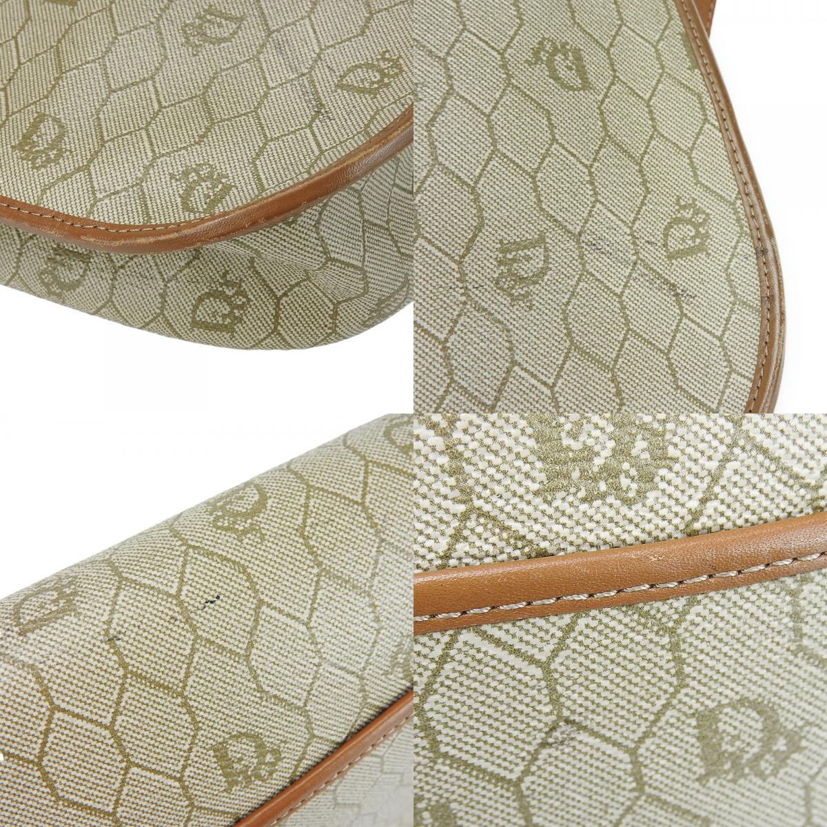 中古 ショルダーバッグ PVC レザー ベージュ ブラウン ハニカム柄 ポシェット 斜め掛け レディース 女性 中古 ショルダーバッグ PVC レザー ベージュ ブラウン ハニカム柄 ポシェット 斜め掛け レディース 女性