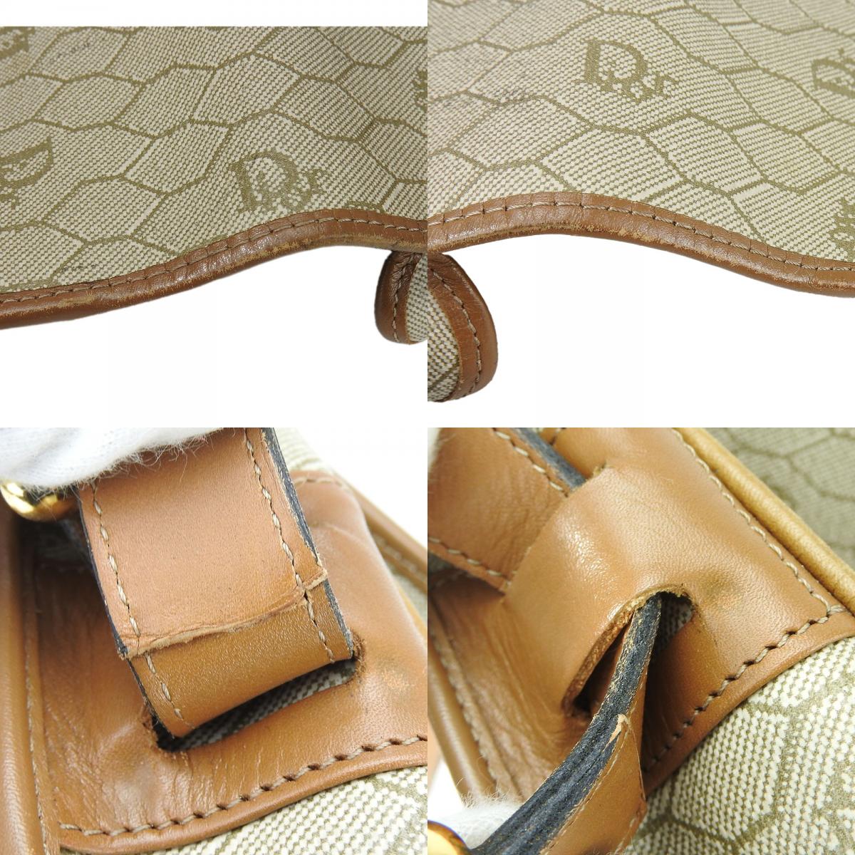 中古 ショルダーバッグ PVC レザー ベージュ ブラウン ハニカム柄 ポシェット 斜め掛け レディース 女性 中古 ショルダーバッグ PVC レザー ベージュ ブラウン ハニカム柄 ポシェット 斜め掛け レディース 女性