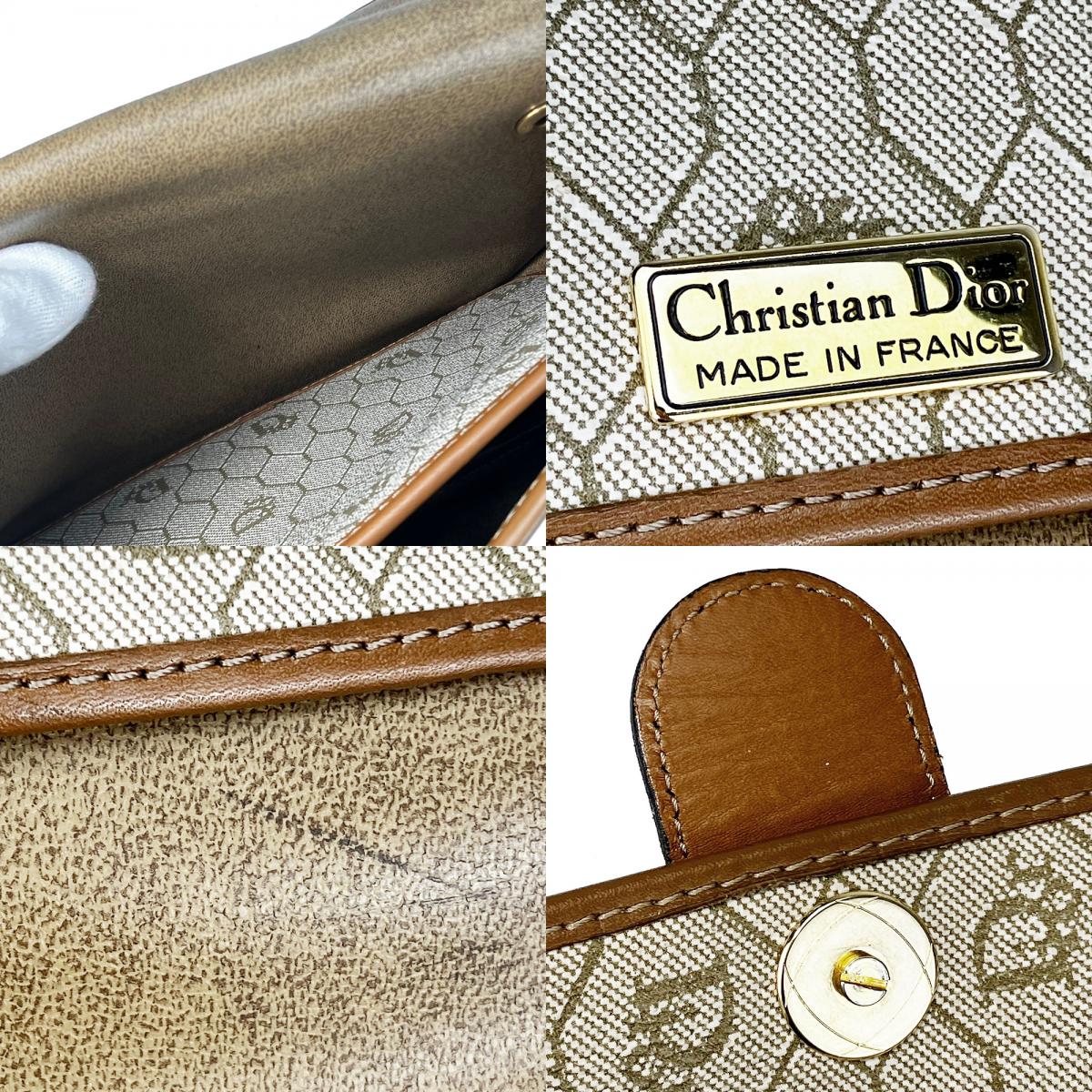 中古 ショルダーバッグ PVC レザー ベージュ ブラウン ハニカム柄 ポシェット 斜め掛け レディース 女性 中古 ショルダーバッグ PVC レザー ベージュ ブラウン ハニカム柄 ポシェット 斜め掛け レディース 女性