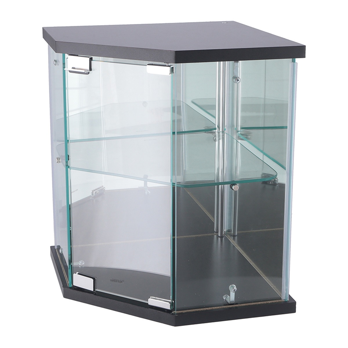 コレクションケース ガラス コーナー型 五角形 背面ミラー 卓上 コレクション ラック 棚 ディスプレイ ガラス製 全面ガラス 棚上 コーナー 収納 展示 フィギュアケース 見せる収納