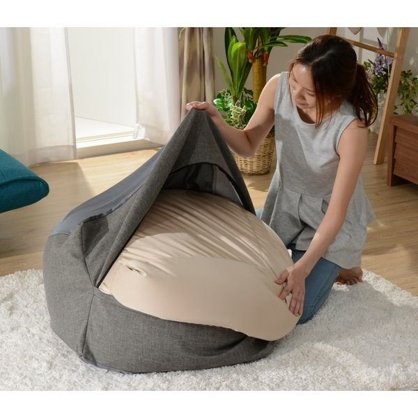 カバーリングビーズクッション Lサイズ エメラルドグリーン