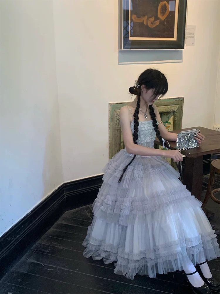 【2枚購入で 3oo円OFF!】ロリータドレスレイヤーケーキ灰色のjskフラワーウェディングドレスロリータエレガントなプリンセスドレス 【2枚購入で 3oo円OFF!】ロリータドレスレイヤーケーキ灰色のjskフラワーウェディングドレスロリータエレガントなプリンセスドレス