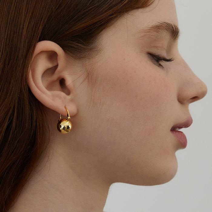 [Silver 925] Imprint Ball Hoop Earrings 2色 おしゃれ ピアス 韓国ファッション