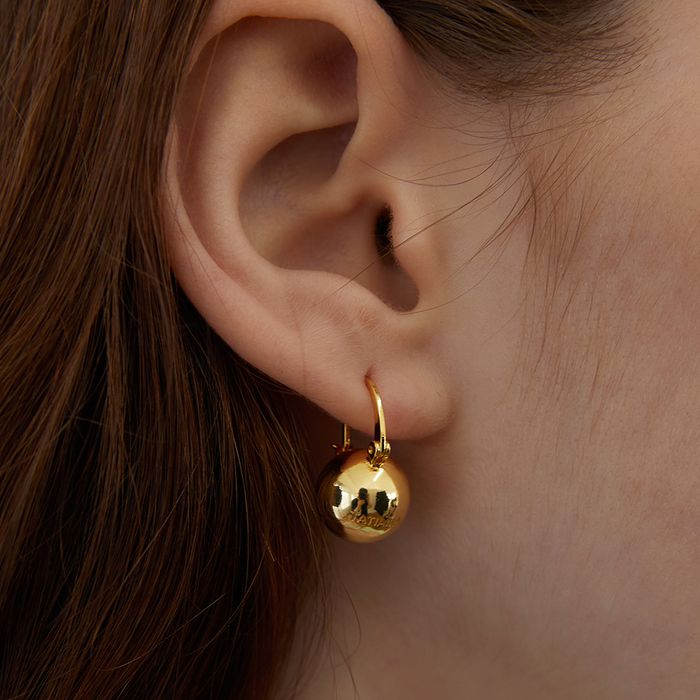 [Silver 925] Imprint Ball Hoop Earrings 2色 おしゃれ ピアス 韓国ファッション