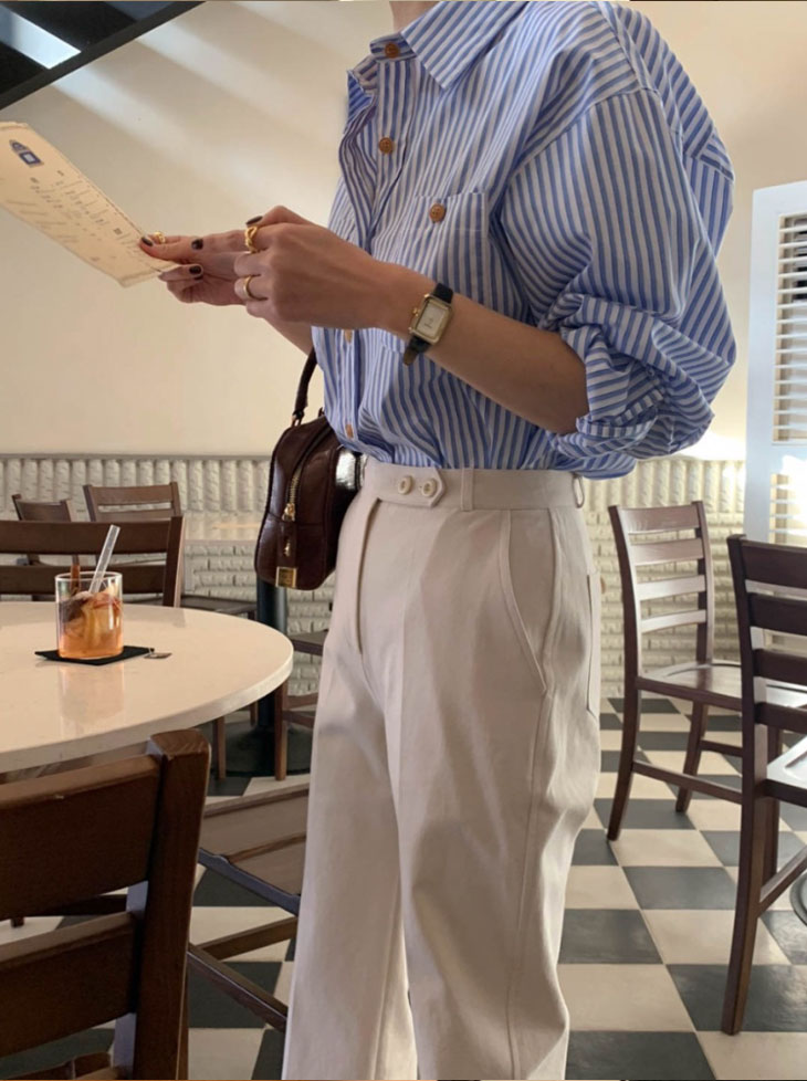 長袖 ストライプ シャツ レディース 春 秋 トップス 羽織り ライトアウター ボーイズライク シャツブラウス 開襟 開襟シャツ ブルー 青 カジュアル きれいめ シンプル 韓国ファッション 長袖 ストライプ シャツ レディース 春 秋 トップス 羽織り ライトアウター ボーイズライク シャツブラウス 開襟 開襟シャツ ブルー 青 カジュアル きれいめ シンプル 韓国ファッション