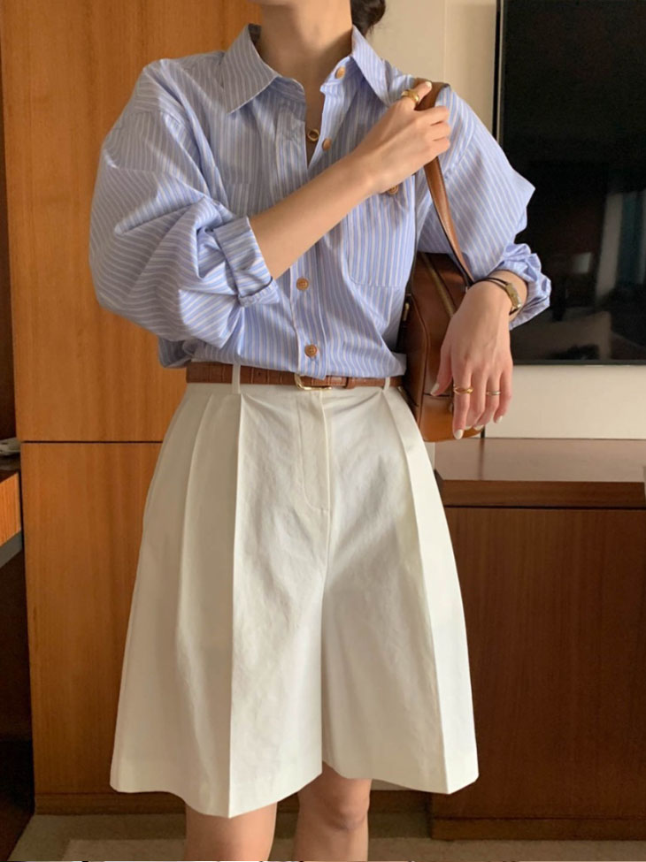 長袖 ストライプ シャツ レディース 春 秋 トップス 羽織り ライトアウター ボーイズライク シャツブラウス 開襟 開襟シャツ ブルー 青 カジュアル きれいめ シンプル 韓国ファッション 長袖 ストライプ シャツ レディース 春 秋 トップス 羽織り ライトアウター ボーイズライク シャツブラウス 開襟 開襟シャツ ブルー 青 カジュアル きれいめ シンプル 韓国ファッション